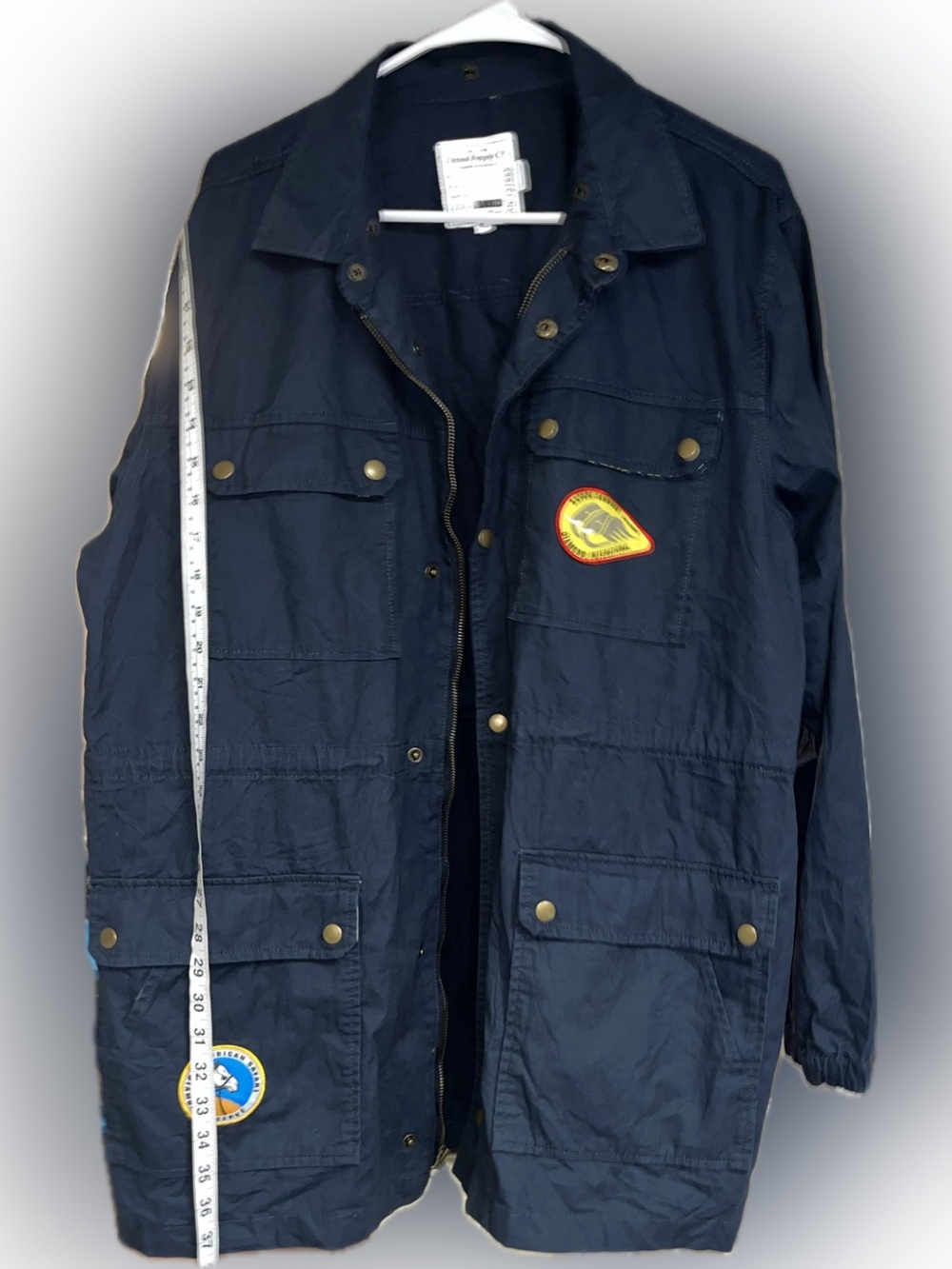 Authentic diamond supply co. 3/4 length Navy Field Jacket with Patch Details XL